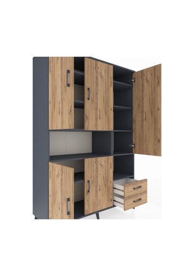 Hyperion Dolap 10 Raflı 2 Çekmeceli 5 Kapaklı 132x44x195 Antrasit-çam/çam Atlas Çam/atlas Çam Hyperion Dolap 10 Raflı 2 Çekmeceli 5 Kapaklı 132x44x195 Antrasit-çam/çam Atlas Çam/atlas Çam