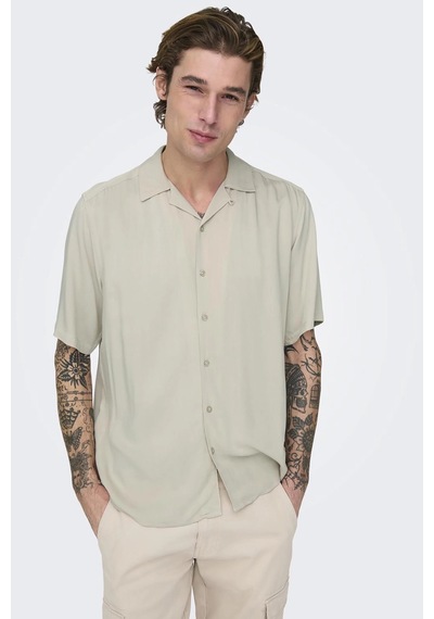Only & Sons Onsdash Lıfe Reg Vısc Res Ss Shırt Erkek Gömlek 22024164 Bej
