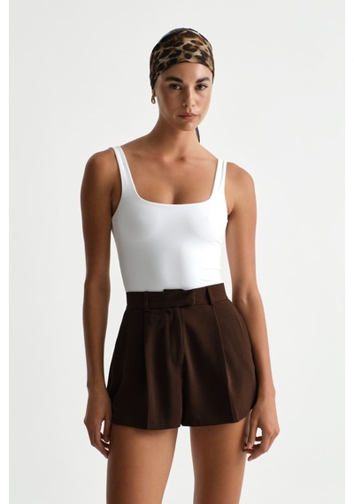 Açelyaokcu Premium Darcy Kare Yaka Bodysuit Beyaz