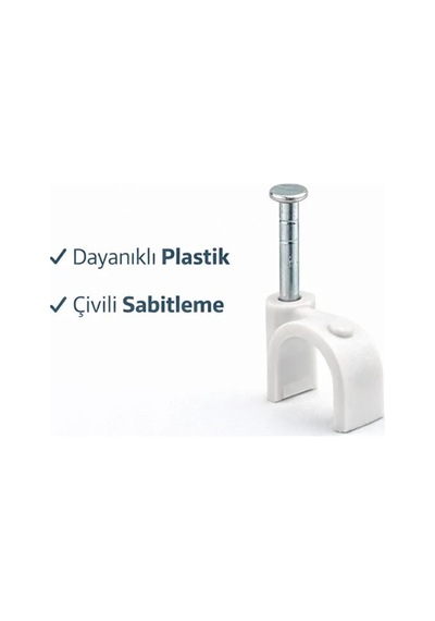 Mutlusan No:4 Beton Çivili Kroşe 9 Mm Kablo Kroşesi 2x4 Antigron Kablo Sabitleme 100 Adet