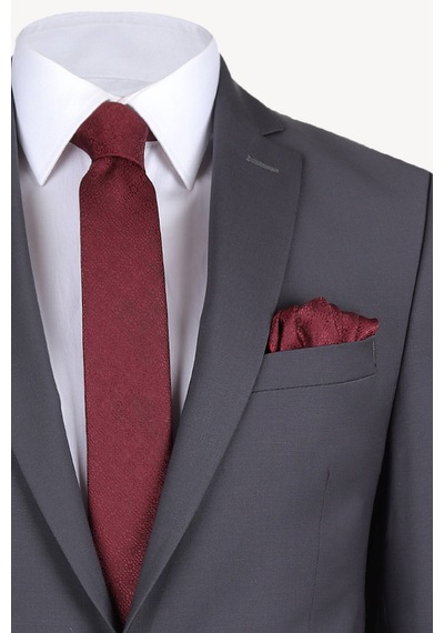 Erkek Füme Slim Fit Takım Elbise