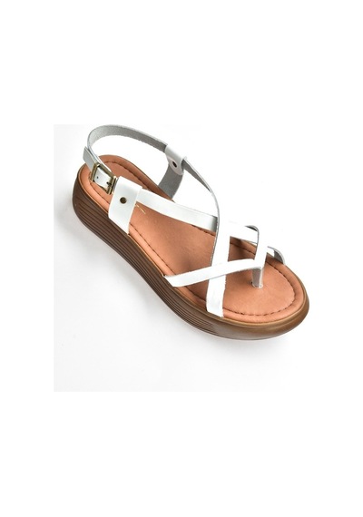 Fox Shoes Beyaz Hakiki Deri Parmak Arası Kadın Sandalet M29105070