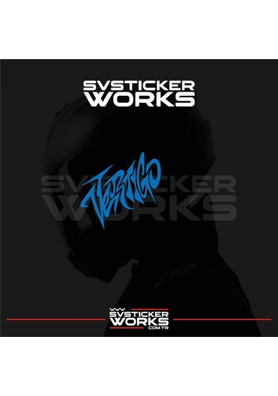 Vertigo Yazılı Kask Sticker Tüm Kasklar Uyumlu Tek Yön 1 Adet Mavi