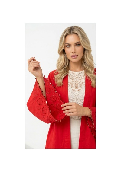 Lila Mare Pamuk Fistolu Pullu Kimono Renkli Renkli
