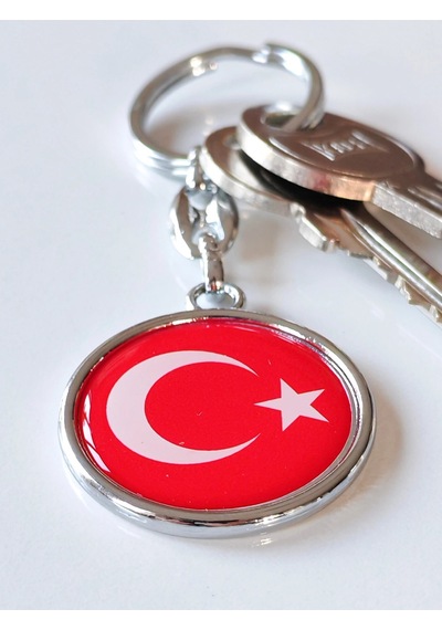 Moncuk Design Kırmızı Türk Bayraklı Metal Ve Planahtarlık