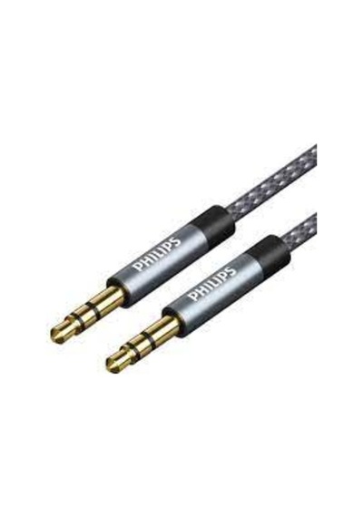 Philips Uyumlu Swr2114B Örgülü 3.5 Jack Aux Ses Kablosu Gri 1 Metre (488311859)