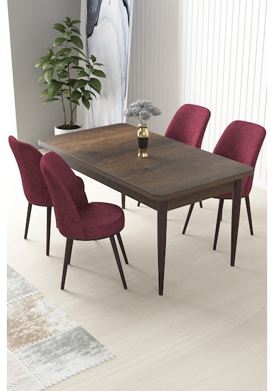Canisa Concept Nil Serisi 70x110 Sabit Mutfak Masası Takımı Barok Desen Masa 4 Bordo Sandalye Bordo Canisa Concept Nil Serisi 70x110 Sabit Mutfak Masası Takımı Barok Desen Masa 4 Bordo Sandalye Bordo
