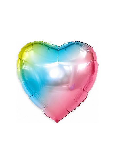 Rainbow Kalp Folyo Balon 18 İnç Doğum Günü Parti Süsü Dekorasyon Balonu Helyumlu Çok Renkli
