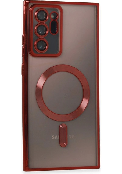 Newface Samsung Galaxy Uyumlu Note 20 Ultra Kılıf Kross Magneticsafe Kapak Glblseme - 85 - Kırmızı