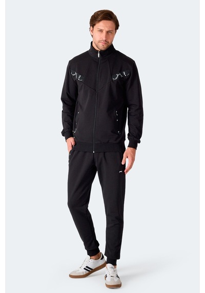 Slazenger Felon Erkek Fermuar Cepli Siyah Eşofman Takımı Siyah