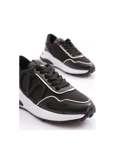 Dgn 041 Kadin V Desenli Sneaker Ayakkabi 041-2252-R1534 Siyah