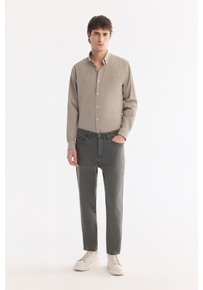 Avva Erkek Gri Kuru Yıkama Pamuklu Elastan Roma Crop Slim Fit Jean Pantolon A61y3526