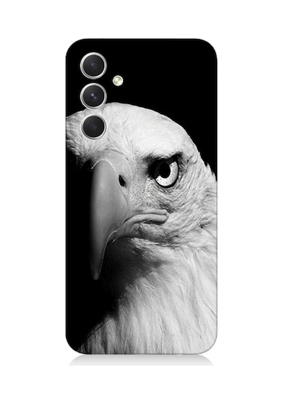 Samsung Galaxy A34 Uyumlu Silikon Kılıf Siyah Beyaz Kartal Başı