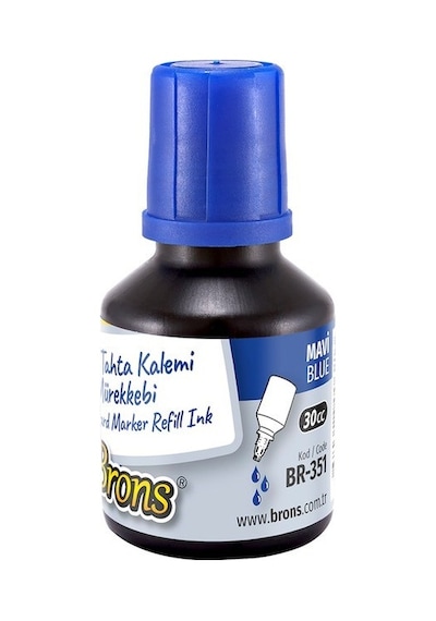 BRONS BEYAZ TAHTA KALEM MÜREKKEBI  30cc MAVI BR-351 - (12 Adet)
