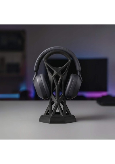 Happy3dworld Kafes Tasarımlı Kulaklık Standı, 3d Baskı Modern Siyah Gaming Düzenleyici