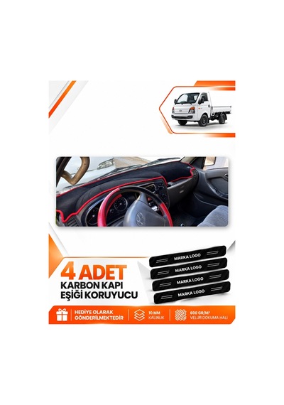 Hyundai H100 2004-2019 Uyumlu Ön Torpido Koruma Kılıfı Halısı Örtüsü - Siyah Kırmızı