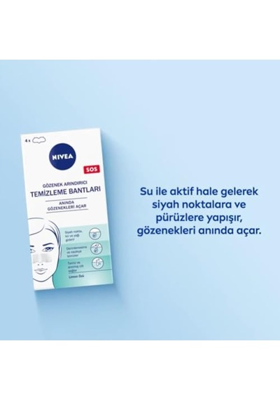 Nıvea Siyah Nokta Temizleyici Burun T-bant, Gözenek Arındırıcı, Derinlemesine Temizlik, Limon Özü, 4 Adet 10