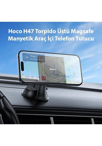 Hoco H47 Torpido Üstü Magsafe Manyetik Araç İçi Telefon Tutucu- 5775 Siyah