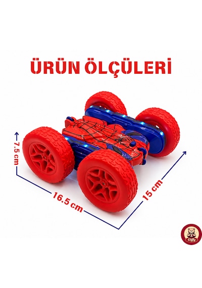 Oyuncak Led Işıklı 360 Akrobat Uzaktan Kumandalı Araba Şarjlı 4x4 Off Road Dublör Oyuncak Araba Kırmızı