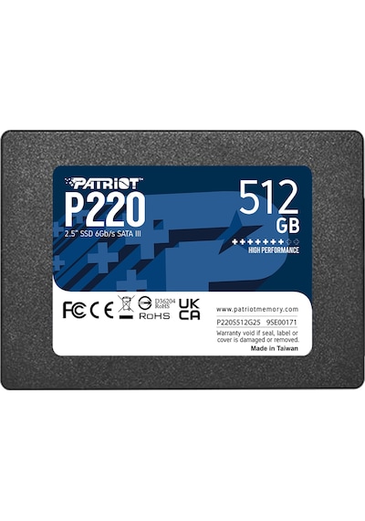 Patriot P220 2.5" 512 GB 550/500MB/S Sata3 SSD Disk P220S512G25