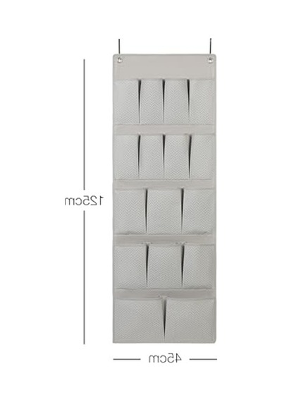 16 Gözlü Kapı Arkası Düzenleyici, 45x125 Cm Boyutunda Açık Bej