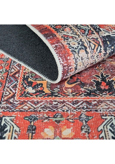Cool Halı Private Xw Kiremit Rengi Eskitme Vintage Halı Modern Yıkanabilir Etnik Bohem Salon Halısı