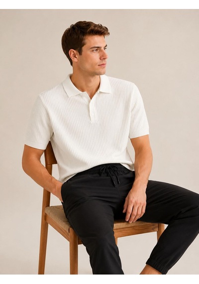Classics Men Turbulance Slim Fit Erkek Polo Yaka Triko Tişört 7674 Beyaz