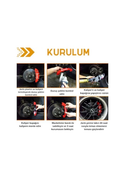 Brembo Fren Kaliper Kapağı Jant Braketi Universal 16” Jant ve Üzeri İle Uyumlu 4lü Set Sarı
