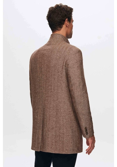 D's Damat Ds Damat Regular Fit Kahverengi Balıksırtı Kaban 1HF08ORT10003 Kahverengi