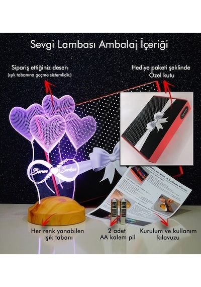 3D Led Yeni Yıl Hediyesi Kişiye Özel Atlı Karınca Led Lamba