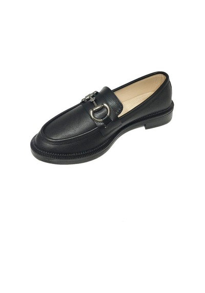 Comfort Shoes 234-24 Deri Trend Fashion Tokalı Kadın Babet Sıyah