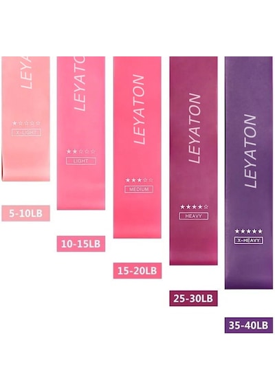 Leyaton 5'li Aerobik Band Latex Aerobik Bandı Pilates Yoga Lastiği