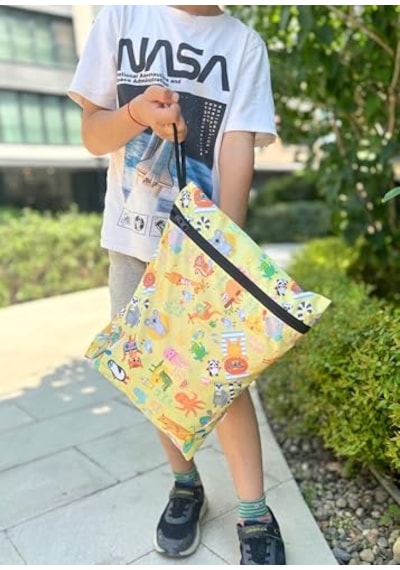 2 Adet Sıvı Geçirmeyen Çok Amaçlı Çanta, 30 X 35 Cm Jungle Ve 37 X 30 Cm Summer Desen, Yıkanabilir, Ekonomik Set Çok Renkli