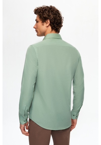 D'S Damat Ds Damat Slim Fit Yeşil İtalyan Yaka Gömlek 2HF02ORT5185 Yeşil