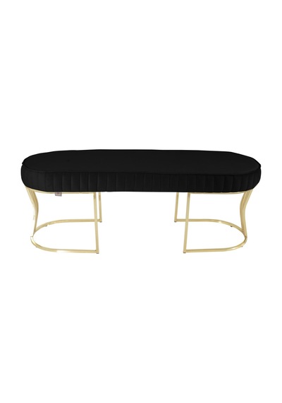 Viego Gold Striped- Siyah Kapitoneli Chester Model Puf & Bench & Koltuk & Uzun Makyaj Puff & Yatak Ucu &önü