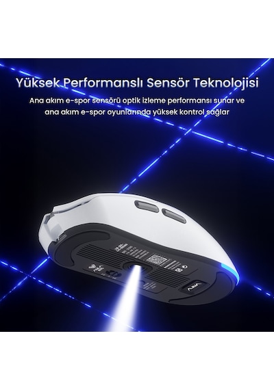 Aula Sc590 Pro Paw3311 Sensör 20000 Dpı 1000hz Kablolu Ve Kablosuz Gaming Oyuncu Mouse Beyaz Sc590pro