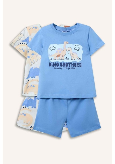 Defacto Dinozor Baskılı 2li Pijama Takımı Erkek Bebek H4034a526hsbe194 Mavi-be194
