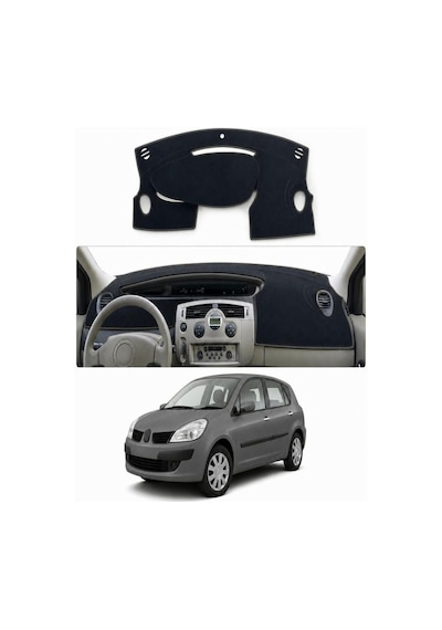 Renault - Scenic 2 2003-2009 Uyumlu Torpido Koruma Kılıfı - Gri Şeritli
