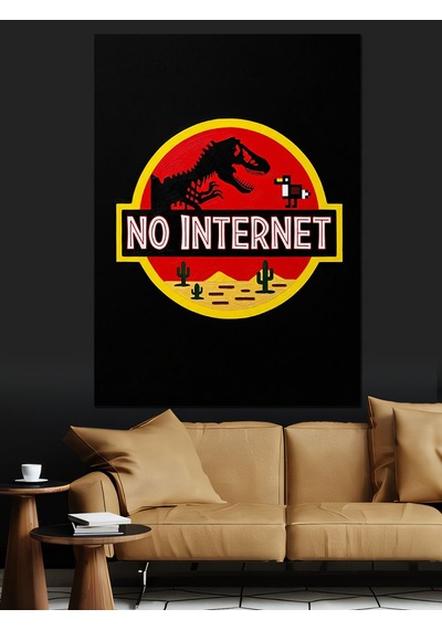Ahşap Tablo No Internet Dinozor Logosu