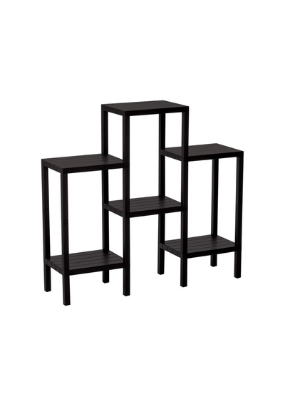 6 Raflı - Siyah Modüler Ünite Plastik 108x100x29 Cm 5047 Açık Kahverengi