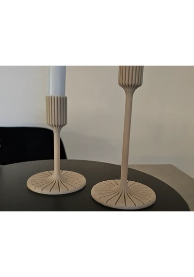 3d Baskı Modern Uzun Mum Tutucu Şamdan Çizgili Başlıklı Konik Mum Şamdanı 23 Mm Bej Çok Renkli