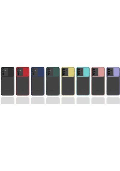 Noktaks - Samsung Galaxy Uyumlu A13 5g - Kılıf Slayt Sürgülü Arkası Buzlu Lensi Kapak - Kırmızı