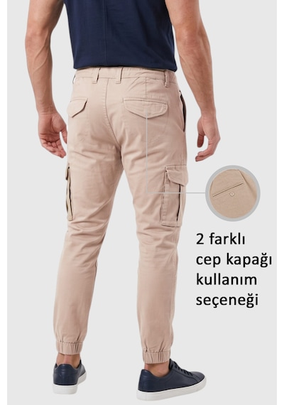 Rizzup Erkek Slim Fit Likralı Taş Kargo Jogger Pantolon İpli Bel Lastikli Paça 1601569
