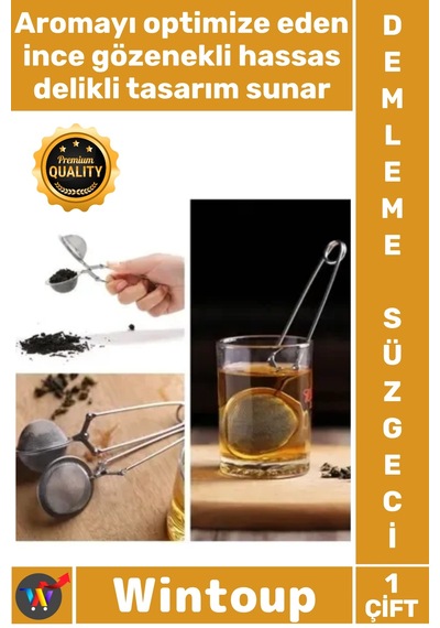 Süzgeç Paslanmaz Çelik İnce Delikli Ergonomik Dayanıklı Pratik Kaliteli Bitki Çayı Demleme Süzgeci