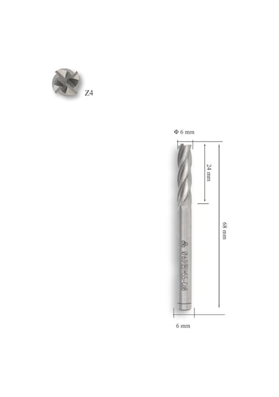 Mte 6 Mm Uzun Parmak Freze Hss-co8 Dın 844/b-n