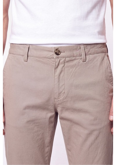 Comfort Fit Beli Lastikli Esnek Keten Bej Pantolon P 1221