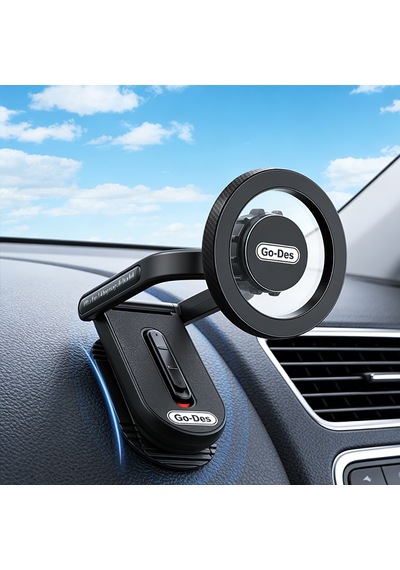 Go Des Gd-hd275 Magnetik M-safe Uyumlu 360 Dönebilen Düz Zemin Araç Telefon Tutucu Siyah