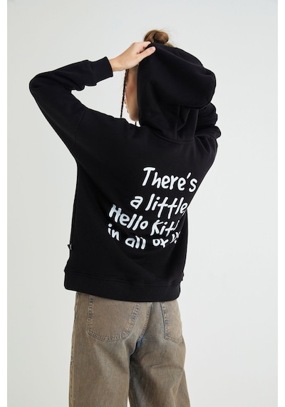 Hello Kitty Lisanslı Baskılı Kapüşonlu Kalın Sweatshirt Çok Renkli
