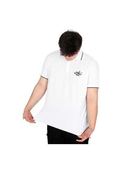Mode Xl Büyük Beden Erkek Polo Yaka Tişört Waffle Md U24299 Beyaz Beyaz
