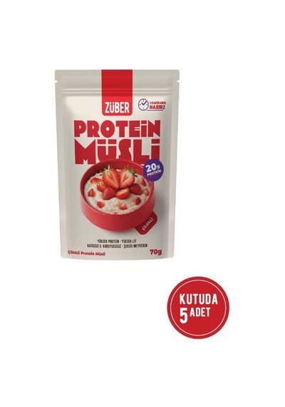Çilekli Yulaflı Protein Müsli 20g Protein 70g X 5 Adet